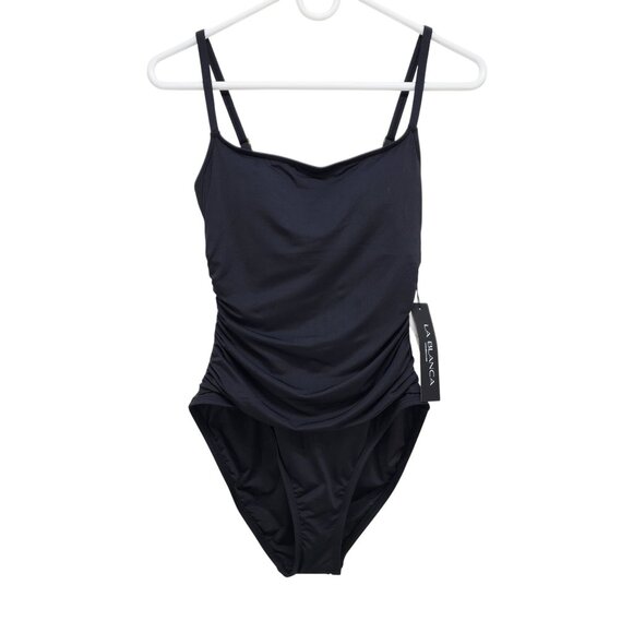 La Blanca Womens Black One-Piece Swimsuit Size 6 With Shirred Front Design - Picture 1 of 9
